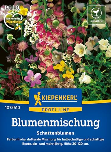 Kiepenkerl Profi-Line Blumenmischung Schattenblumen 1072610 - farbenfrohe, duftende Mischung für halbschattige Beete - Pflanzen, Blumensamen, Saatgut