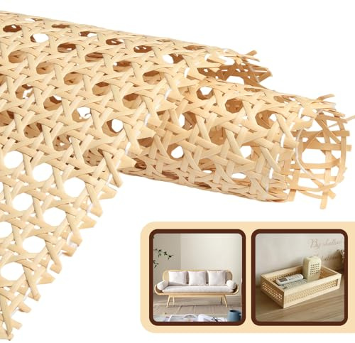 SDLDEER 1 rollo de cinta de ratán de bastón, rollo de cincha de caña de 20 cm x 100 cm, malla de ratán natural, red tejida para muebles, sillas, armarios, cestas de techo, manualidades