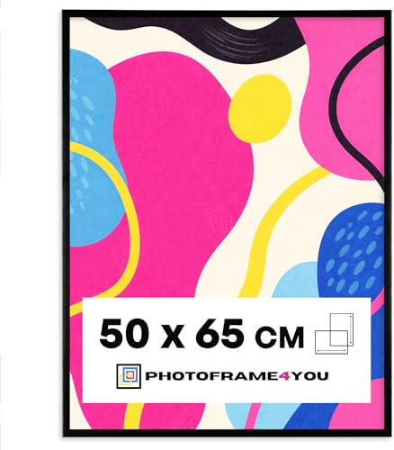 Photoframe4you - Cornice 50x65 cm - Nero - Cornice per foto in MDF con vetro acrilico - Cornice 65x50 cm - Arco