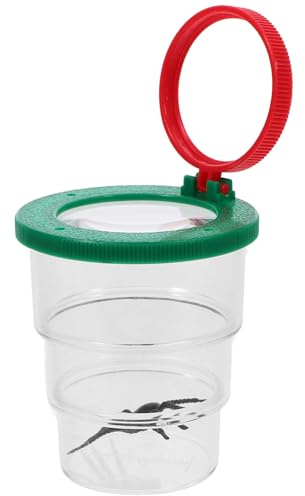 WRITWAA Visor de Insectos Lupa 3 Secciones Caja de Observación Ecológica de Plástico ABS Colores Verde y Rojo Estuche Infantil para Exploración Educativa de Insectos