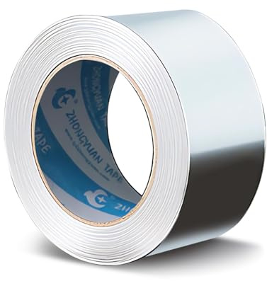 Jsleid Hög temperatur självhäftande aluminiumtejp, självhäftande tejp i aluminium, aluminiumtejp för reparation, lämplig för metallrestaurering och vattentätning (0,10 mm x 10 cm x 20 m)