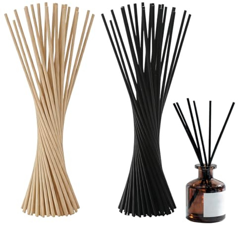 Bastoncini Lunghi in Fibra per diffusori, 80 Pezzi Bastoncini Diffusore, Bastoncini Per Diffusori, Bastoncini in Legno di Rattan Naturale da 30 cm, per profumo fragranza,Dispenser di Fragranza