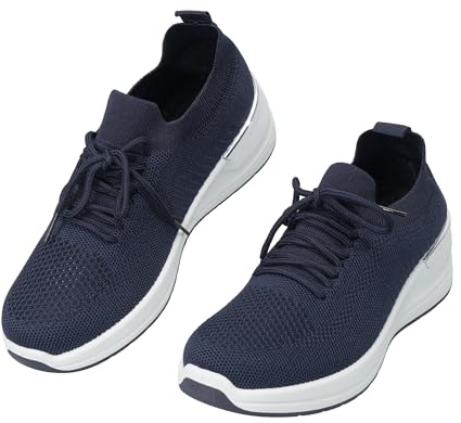 JOMIX Sneakers Donna Estivo Scarpe Casual Leggere Basse Stringate con Lacci Tessuto Knit Sportive Lifestyle con Suola in Gomma Antiscivolo Inserti a Contrasto Comfort Quotidiano WLO260148 Navy 40