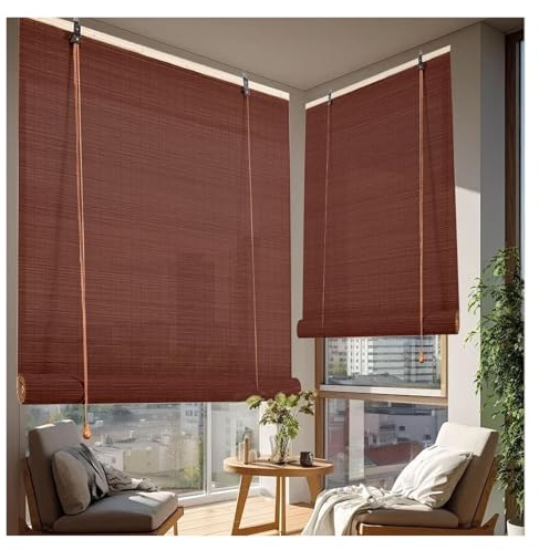 MXL&LJB Natural Bamboo Roller Blinds Customizable Roman Width 50 65 75 85 95 105 115 125 135 145cm Light Filtering/Anti-UV/Privacy for Indoor Outdoor Garden(1.15x3m)