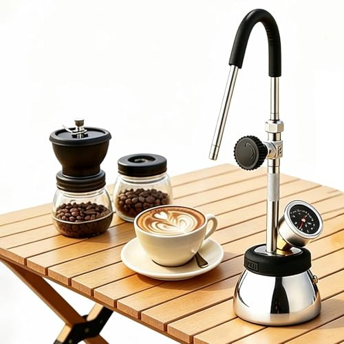 Máquina De Vapour Y Agua Hirviendo De Acero Inoxidable Con Válvula De Alivio De Presión; Jarra Espumadora De Leche Compatible Con Inducción Para Espresso; Boquilla De 3 Orificios Ajustable En 360°