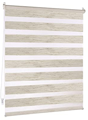 Victoria M. Doppelrollo Klemmfix ohne Bohren, 45 x 150 cm (BxH) Leinen, Rollo Fensterrollo lichtdurchlässig & verdunkelnd,Duo-Rollo Klemmmontage Zebrarollo für Fenster & Türen