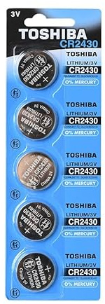 Toshiba, 3V Lithium Coin Cell Battery, CR2430, Pack of 5