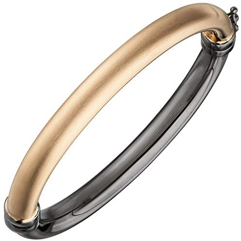 Jobo Damen-Armreif aus 925 Sterling Silber Bicolor schwarz oval 17,5 cm