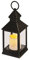 EMOS Lanterna antica con candela LED, design vintage e effetto fiamma, IP20 per interni, funzionamento a batteria (3 x AAA), 10.000 ore, luce bianca calda, funzione timer 6 ore, 10,5 x 24 cm, nero