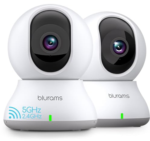 blurams Security Camera 2K, Baby Monitor Dog Camera 360-degree for Home Security (White-2Pack)