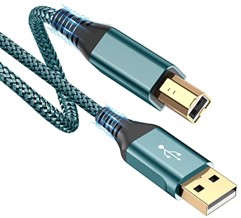 USB Druckerkabel 5M, Scannerkabel USB 2.0 Typ B Kabel USB A auf USB B Drucker Kabel PC Printer Cable Kompatibel für HP, Dell, Canon, Epson, Lexmark, Xerox, Brother, Samsung, Pixma