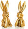 Set de 2 Figuras Conejo de Pascua Dorado, 17 cm: decoración de Pascua Moderna para el hogar, Figuras Decorativas Elegantes de Resina para Mesa, salón o Entrada, Idea