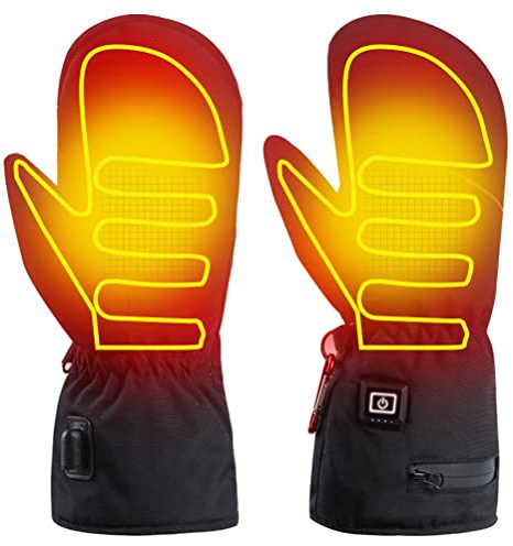 Gonetre Heated Mittens for Women Rechargeable Heating Gloves Touchscreen Anti Slip Fleece Lined Gloves Winter Thermal Gloves for Cycling Skiing