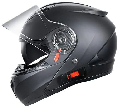 NENKI Helm Motorrad, Motorradhelm Zertifiziert nach ECE 22.06, Klapphelm Motorrad Herren, Schwarzer Helm, XXL(63-64 cm)