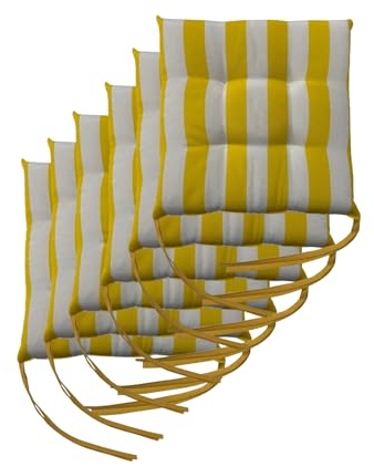 Il Tuo Artigiano Design Lot de 6 coussins pour chaises de jardin, fabriqués en Italie, coussins pour chaises de cuisine, 40 x 40 cm, rembourrages en éponge et acrylique doux (blanc et jaune)