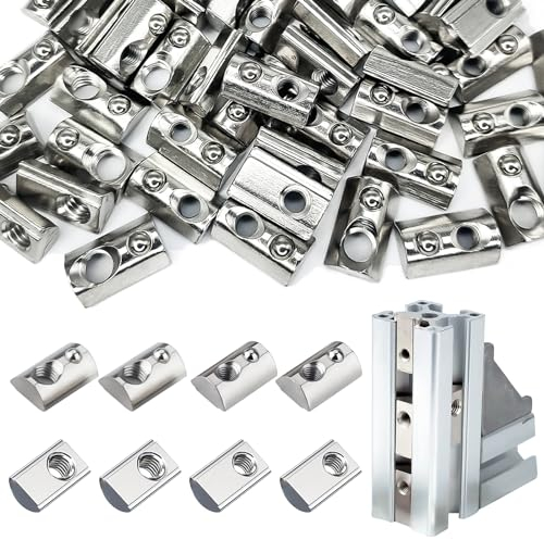 XTUDOU® 60 Stück Nutensteine mit Kugel, M4/ M5 Nutensteine 40 Serie Nutenstein mit Feder Nut 8 für Aluminiumprofil-Extrusionsschlitz