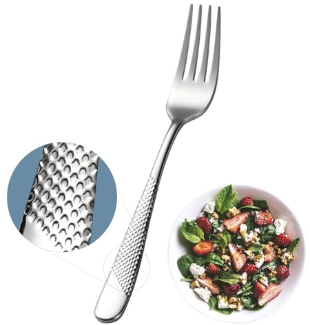 Xideman® 12-delad premium hamrgafflar (6,7 tum), 18/10 rostfritt stål användbara medelstora middagsgafflar, efterrätt/bordsgafflar bestickset för hem, kök och restaurang, diskmaskinssäker (silver)