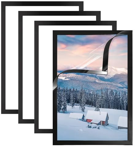 EVDZNA 4 Pezzi Cornice per Pittura a Diamante, Cornice Magnetica Autoadesiva, Cornice Autoadesiva Nera, Cornice Fotografica con Pittura a Diamante 30 x 40 cm, Decorazione Della Camera da Letto