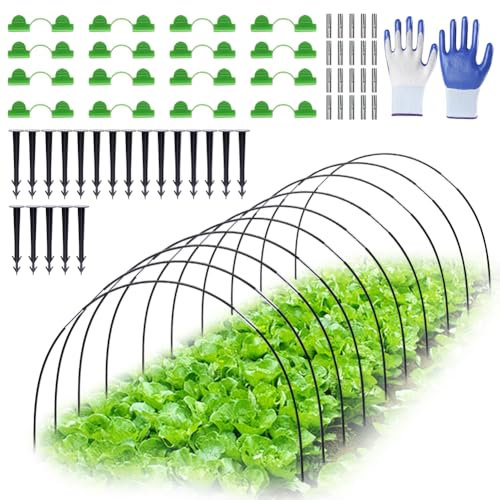 Folientunnel für Hochbeet,30 PCS Folientunnel für Hochbeet,Gewächshaus Tunnel Bögen,Gewächshaus Bögen DIY Kunststoff Umwickelt,Gewächshausreifen Fiberglas für Garten Zeile Abdeckung Pflanzen Obst Gemü