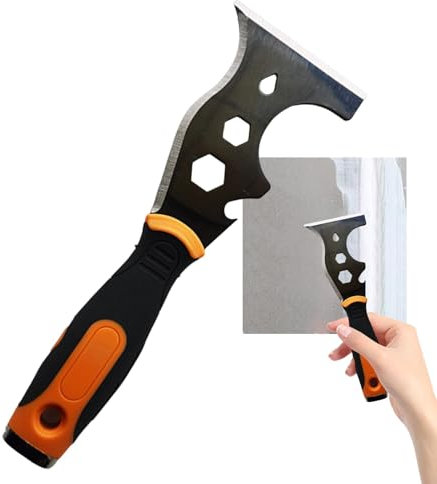 Nybhyjka Raspador de limpieza, raspador de masilla - Pala Rascadora de Pared 16 en 1 de Acero Inoxidable,Removedor de pintura multifuncional con mango ergonómico para tirar de clavos y raspar el piso