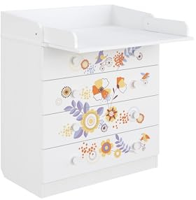 Shefa Table à langer à 4 tiroirs pour enfant avec tiroirs – Unité à langer et station à langer convertible, meuble de chambre d'enfant Blanc
