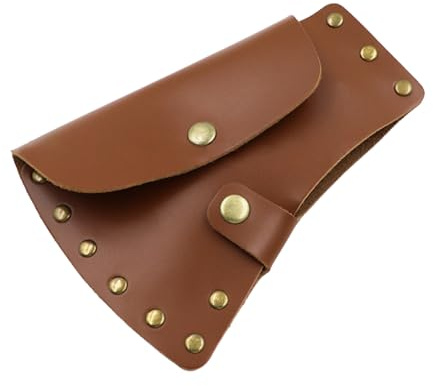 PU Leather Tomahawk Sheath Protector Handmade Hatchet Sheath for Outdoor Camping Blade Protection Portable Hatchets Head Protective Case (Brown, Small)
