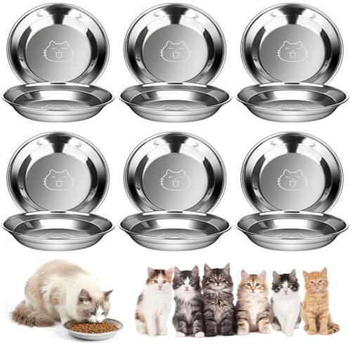 ITClosud Set de 6 Gamelles pour Chat en INOX 304 éPaisses Bol de Nourriture Polyvalent Adapté pour Chat Zen et Petits Chiens 14cm Gamelle Chat SuréLevéE Gamelle