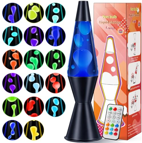 BuzzoXerex Lampara de Lava, Lampara Lava Lamp 38 CM 17 Colores con Mando a Distancia, Ideal para Hogar Dormitorio Oficina, San Valentín o Como Regalo de Cumpleaños