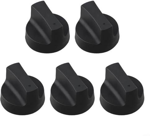 UrbanHui Gas Stove Knobs – 50Mm Diameter With 8Mm Shaft, 5-Pack, Heat-Resistant Plastic, For Outdoor Grilling, Camping & Home Cooking(Black)