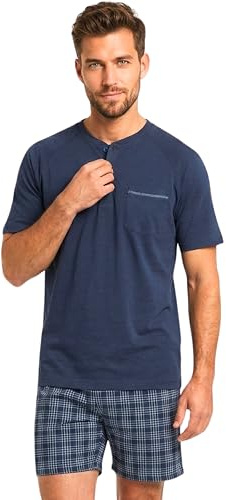 o-day Vanuè Pigiama Uomo Estivo 100% Cotone Traspirante Pigiama Corto Uomo Design Moderno M-XXL (IT, Testo, M, Regular, Regular, Modello 1)