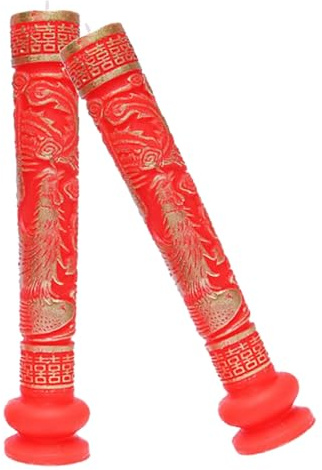 HEANUJJ Candele Nuziali Drago e Mitologico Rosse in Paraffina, Leggere e Portatili, Stile Cinese Festivo per Decorazione Sala Matrimonio Romantica, 1 Paio