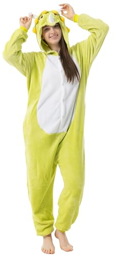 Katara 1744 - Costume Animale Pigiama intero Kigurumi Carnevale, Dinosauro verde - Taglia M