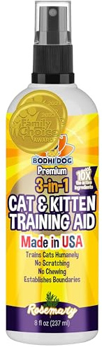 Bodhi Dog 3-in-1 Cat & Kitten Training Aid - Cat Deterrent Spray for Indoor and Outdoor Use - Repellent to Establish Boundaries, Keep Cats Off Furniture, Protect Rugs & Plants - Made in USA (8 Fl Oz)