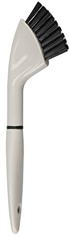 KitchenCraft Natural Elements Eco Friendly Cleaning Brush for Small Spaces, Recycled Plastic Cleaner with Straw Bristles, Ideal for Tile Grout, Shower Doors and More, Grey, 24cm