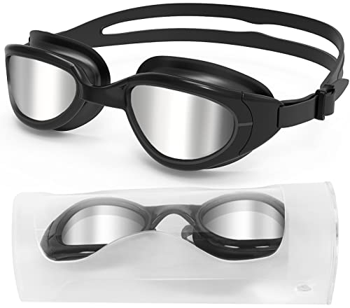HotSrace Polarisiert Schwimmbrille für Herren und Damen (Polarized/Full Black with Silver Lens)