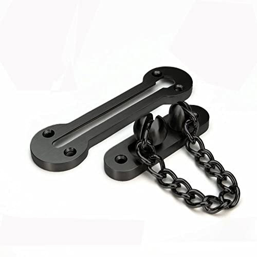 V-CORME Door Chain Lock, 3mm Extra-Thick Ss304 Stainless Steel Solid Door Security Chain Guard, Heavy Duty Door Chain for Inside Door (Black)