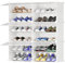 JOISCOPE Kunststoff Schuhschrank,DIY einfaches Schuhregal, schmal, mit Tür, Stahlrahmen, stabil, für Flure, Schlafzimmer, Eingangsbereiche，Weiß mit Transparenter Tür, 2 * 6