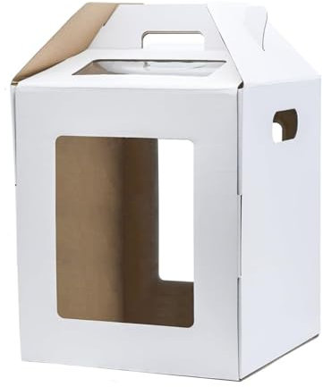 Tall Cake Boxes for Tier Cakes with Windows, Large Tiered Cake Boxes Tier Cake Carrier Cake Containers Cake Transport Box Cake Storage Boxes for Wedding, Birthday, Party (White, 30cmx30cmx35cm)