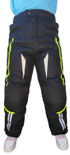 WinNet Pantaloni Cordura Bimbo Bambino Ragazzo 6 8 10 12 14 Anni Cordura Anti Acqua Pioggia Impermeabile Protezioni omologate CE Ginocchia e Fianchi (IT, età, 12 Anni, Regular, Fluo)