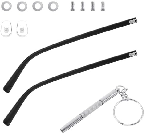 Metal Glasses Arm Repair Kit with Screws, Ymapinc Portable Eyeglass Screwdriver, 2pcs Universal Eyeglass Legs, Includes Nose Pads and Screws, Replacement Glasses Arm Accessories Repair Spectacles