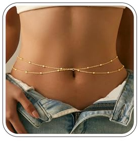 ZOERAY Chaine de Ventre de pour Femme en Bikini Sexy Plaqué Or 18 Carats de Ceinture Chaine Dorée Sequins Réglable Chaînes de Taille Perles Couches Hanche Bijoux de Plage Corps pour Femme Filles