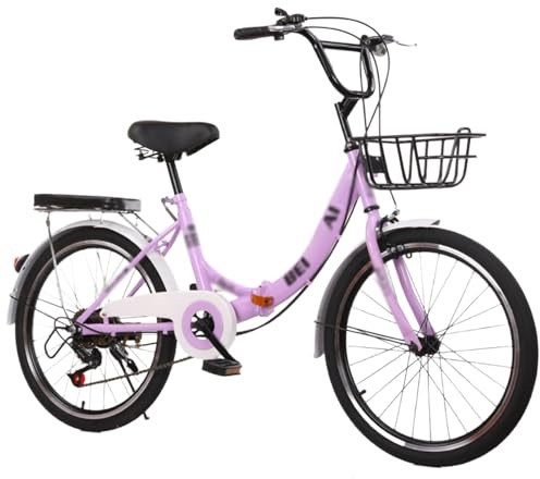 Vélo Pliant 20/22/24/26 - 21 Vitesses, Cadre en Acier Carbone, Vélo Pliable pour Les Trajets en Ville, Vélo Pliable avec Coussin C,24 inch