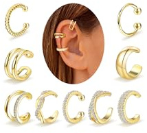 Nelytiya 9 Piezas Ear Cuff Pendientes Sin Agujero para Mujer Oro Ajustable Pendientes Ear Cuff Set para Mujer