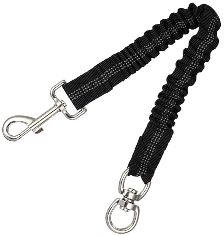 BELLIFFY Dog Leash Extender Reflective Elastic Bungee Rope Attachment Black Small Dog Extendable Lead for Outdoor Walking Puppies Active Use