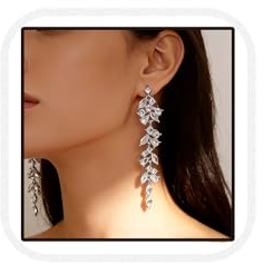 ALMLWIAJ Orecchini Lunghi Donna Argento Eleganti e Brillanti con Cristalli Strass Pendenti Sfarzosi per Serata Matrimonio Festa Regalo di Lusso Gioielli da Sera
