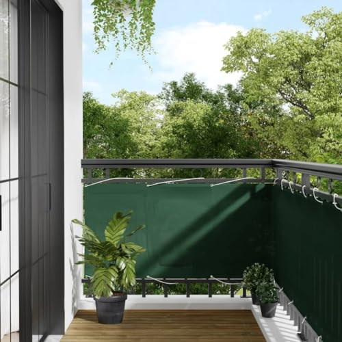 Mokuyary Protección visual para balcón, color verde oscuro, 75 x 800 cm, 100 % poliéster Oxford, revestimiento para balcón, cubierta opaca contra el viento para jardín, terraza, exterior