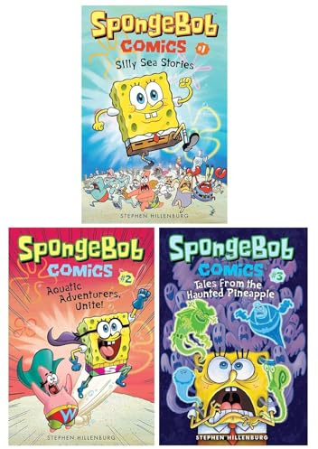 SpongeBob Comics by Stephen Hillenburg 3 Books Collection Set (Silly Sea Stories, Aquatic Adventurers, Unite! & Tales from the Haunted Pineapple)
