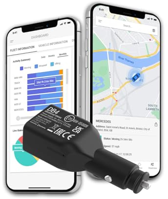Rewire Security DB4 GPS Tracker, Plug & Play – Portable Real-Time Locator | Plug-In Self-Install, Rechargeable in Lighter/USB Socket, SIM Card Pre-Installed, Low-Cost Monthly Subscription