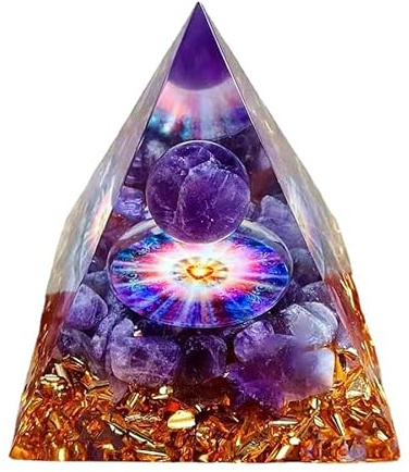 ycyingcheng Pyramide en cristal d'améthyste, générateur d'énergie positive, décoration de maison, de bureau, pyramide de protection en orgonite pour anniversaire, Saint-Valentin, épouse, amie