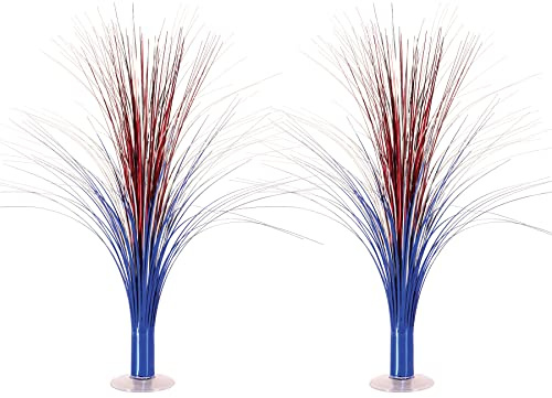 Beistle 2-Pack Plastic Metallic Spray Centerpieces in Red, Silver, & Blue, Patriotic Party Decorations for 4th of July, Memorial Day, American Party Supplies, 19